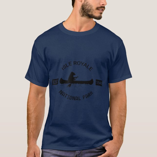 Michigan Isle Royale Nationalpark Bear Canoe T-Shirt (Vorderseite)