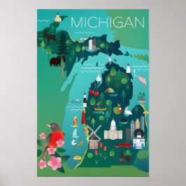Michigan-Karte Druck Poster