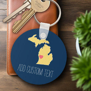 Michigan-Karte mit individuellem Liebesherz und Na Schlüsselanhänger