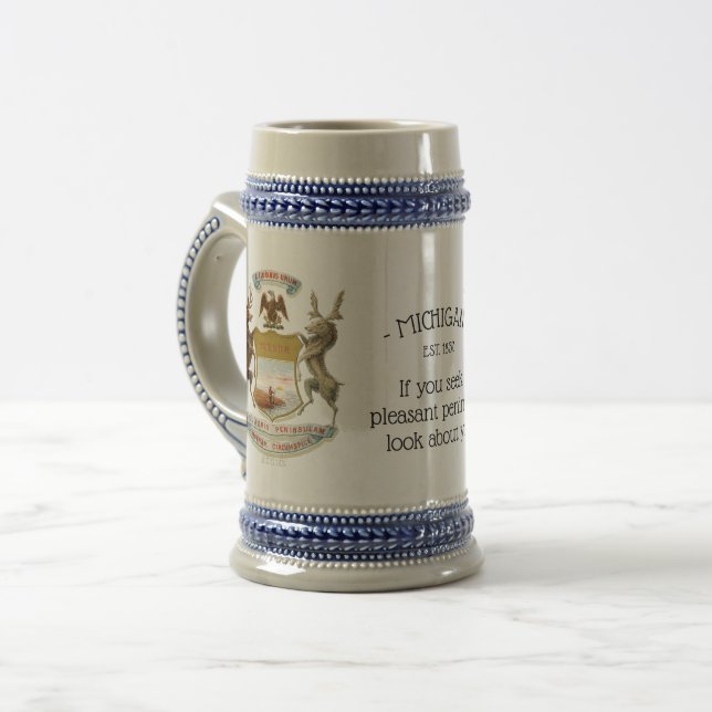 Michigan-Karte und Wappen Bierglas (Vorderseite Links)