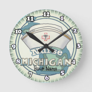 Michigan Krankenschwester Runde Wanduhr