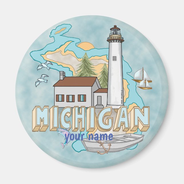 Michigan Leuchtturm-Magnet  Magnet (Vorne)