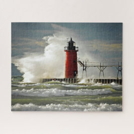 Michigan Leuchtturm mit großer Welle