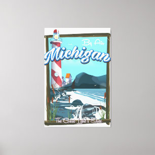 Michigan Leuchtturm-Reiseposter! Leinwanddruck
