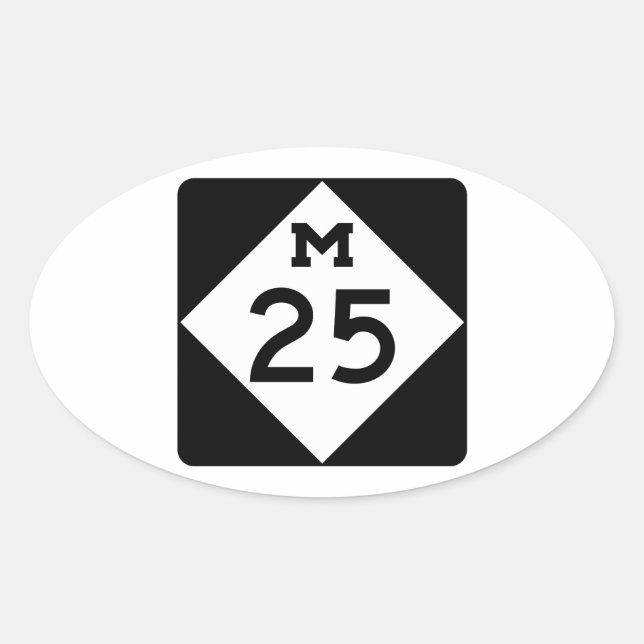 Michigan M-25 Ovaler Aufkleber (Vorderseite)