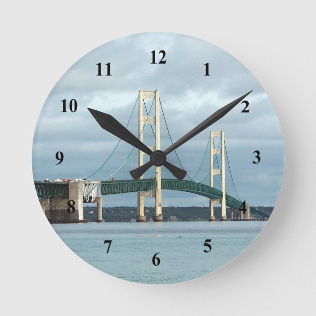 Michigan Mackinac Bridge Foto Runde Wanduhr (Vorderseite)