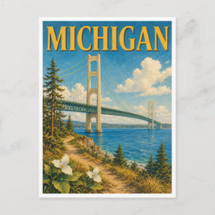 Michigan Mackinac Bridge GeoSaga Postkarte
