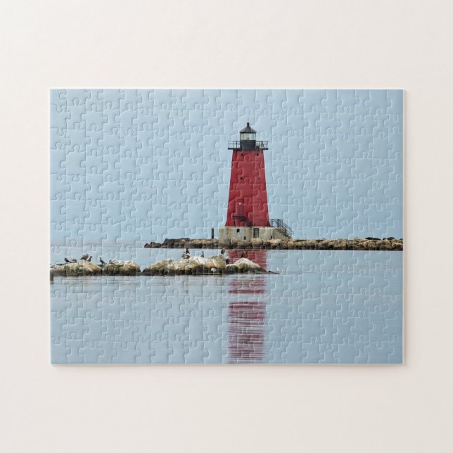 Michigan Manistique Red Lighthouse Foto (Horizontal)