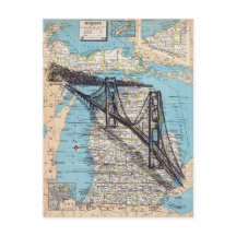 Michigan Map Art (Alternate Back) Postkarte