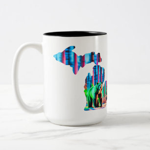 Michigan Map Kontur Design auf Tasse mit BEAR