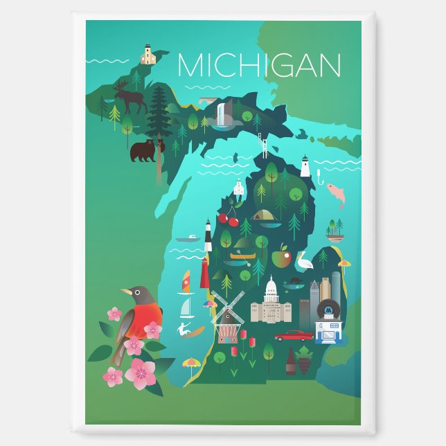 Michigan Map Kühlschrank Magnet (Vorderseite)