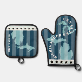 Michigan Map Opper und Lower Michigander Ofenhandschuh & Topflappen-Set