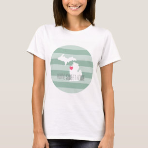 Michigan Map Zuhause Staat Liebe mit benutzerdefin T-Shirt