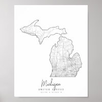 Michigan Minimal Street Map