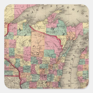 Michigan, Minnesota und Wisconsin Quadratischer Aufkleber