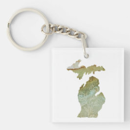 Michigan Mitten Liebe Minimalistisch Boho Floral Schlüsselanhänger