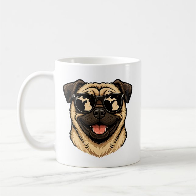 Michigan-Mops mit Sonnenbrille Kaffeetasse (Links)