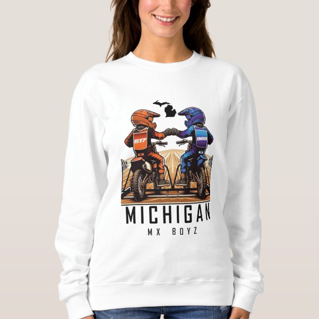 Michigan MX Boyz White Crew Sweatshirt (Vorderseite)
