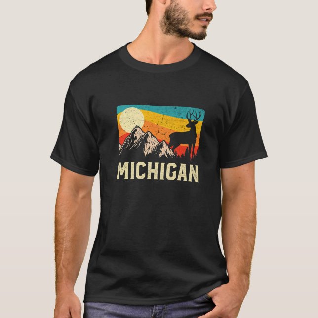Michigan Nature Wild Deer Retro T-Shirt (Vorderseite)
