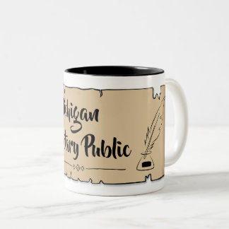 Michigan Notary Public Scroll Feather Quill Zweifarbige Tasse