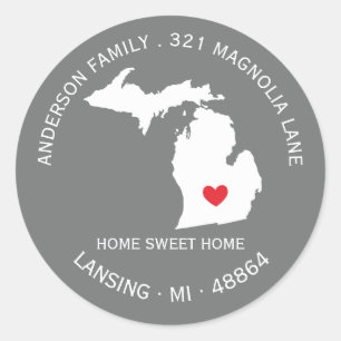 MICHIGAN  Nouveau Étiquette de adresse domestique