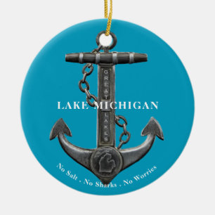 Michigan Patriotic Not leidender Ankerpirat Keramik Ornament