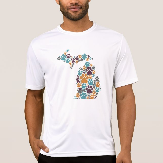 Michigan Paw Prints Sport-Tek T-Shirt (Vorderseite)