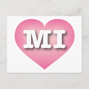 MIchigan Pink Fade Heart - I Liebe MI Postkarte
