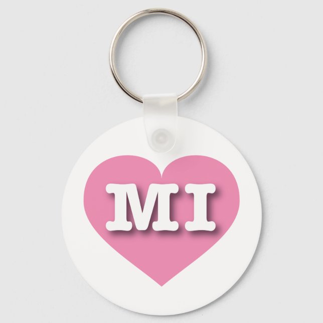 Michigan Pink Heart - I Liebe MI Schlüsselanhänger (Vorderseite)
