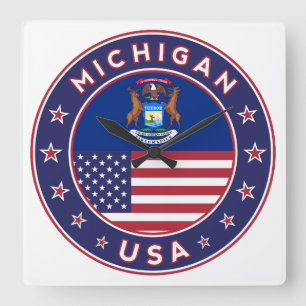 Michigan Quadratische Wanduhr