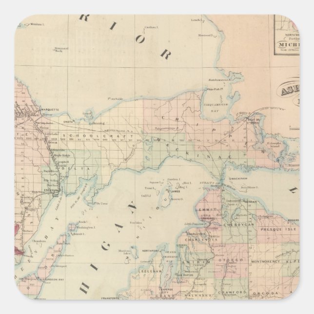 Michigan Quadratischer Aufkleber (Vorderseite)