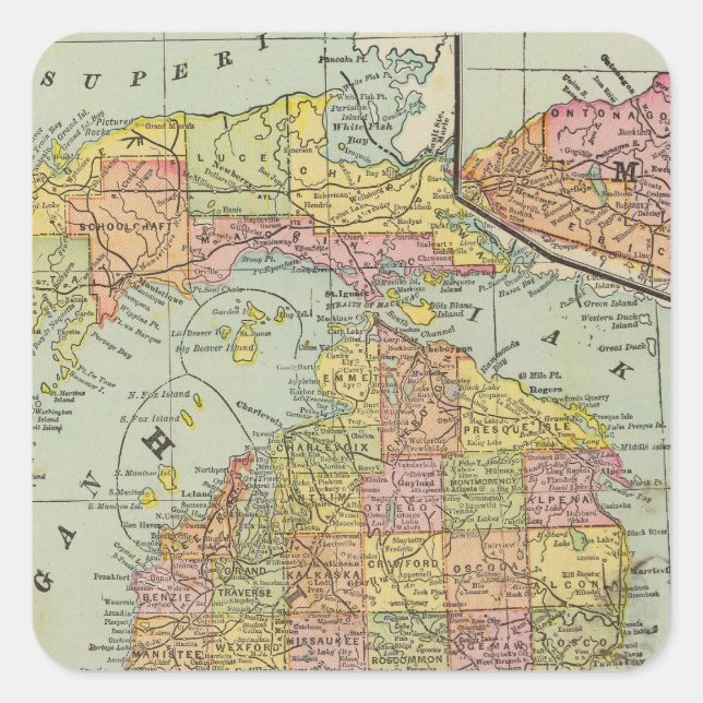 Michigan Quadratischer Aufkleber (Vorderseite)