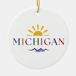 Michigan Rainbow Sun and Waves Ornament