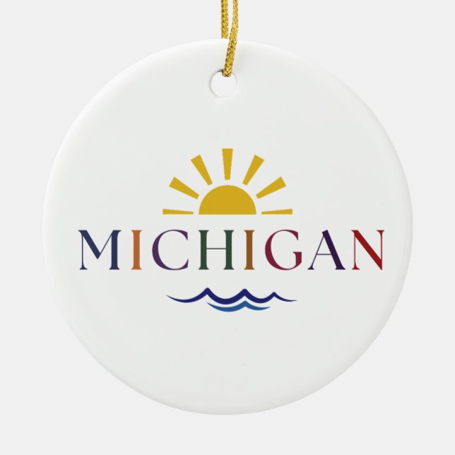 Michigan Rainbow Sun and Waves Ornament (Vorne)