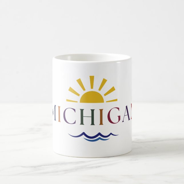 Michigan Rainbow Text Coffee Mug (Centre)
