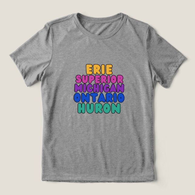 Michigan Rainbow Text Great Lakes Can Cooler Tri-Blend Shirt (Design Vorderseite)