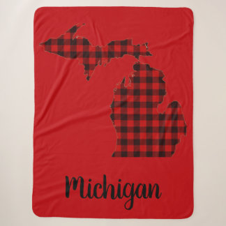 Michigan Red Buffalo Print Sherpa Blanket Sherpadecke