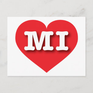 MIchigan Red Heart - I Liebe MI Postkarte