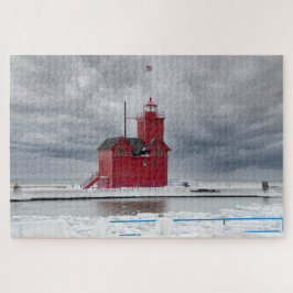 Michigan Red Lighthouse im Winter