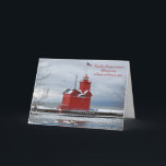 Michigan Red Lighthouse Weihnachten<br><div class="desc">Grosser roter Leuchtturm in Holland, Michigan mit sieben Schwänen im Winter zu Weihnachten.</div>