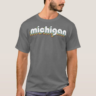 Michigan Retro Rainbow Typografie Faded Style T-Shirt