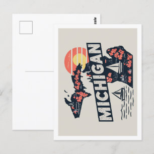 Michigan Retro-Reise-Design ikonischer US-Bundesst Postkarte