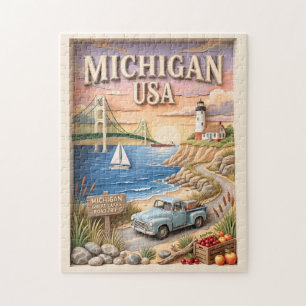Michigan Roadtrip Mackinac Bridge Oldtimer-LKW