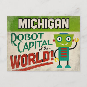 Michigan Roboter - Lustige Vintage Postkarte
