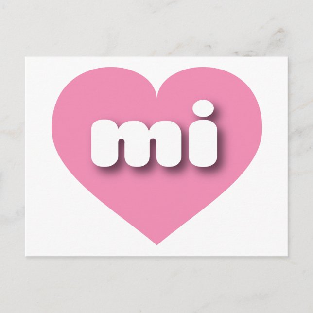 MIchigan rosa Herz - I Liebe mi Postkarte (Vorderseite)