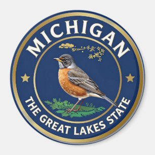 🌊 Michigan-Rotkehlchen Great Lakes-Erbe Magnet