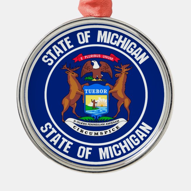 Michigan Round Emblem Ornament Aus Metall (Vorne)