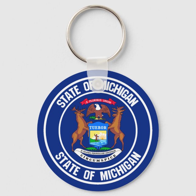 Michigan Round Emblem Schlüsselanhänger (Vorderseite)