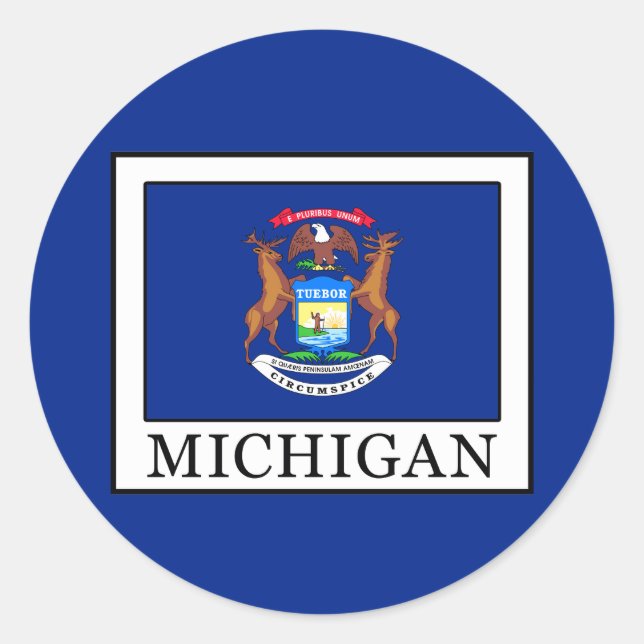 Michigan Runder Aufkleber (Vorderseite)