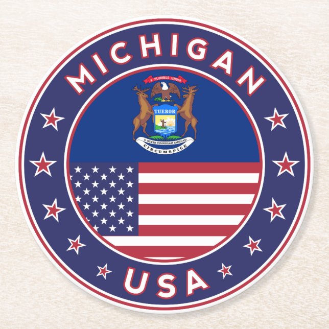 Michigan Runder Pappuntersetzer (Vorderseite)